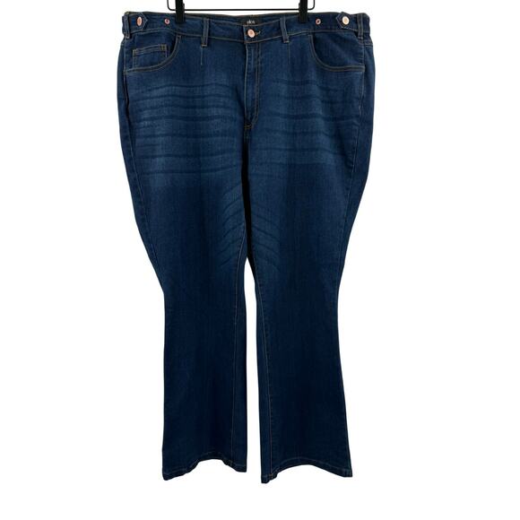 ELLOS Bootcut Jeans Size 24 NEW Plus Curvy Dark Wash Denim Cotton Stretch NWOT - Picture 1 of 11
